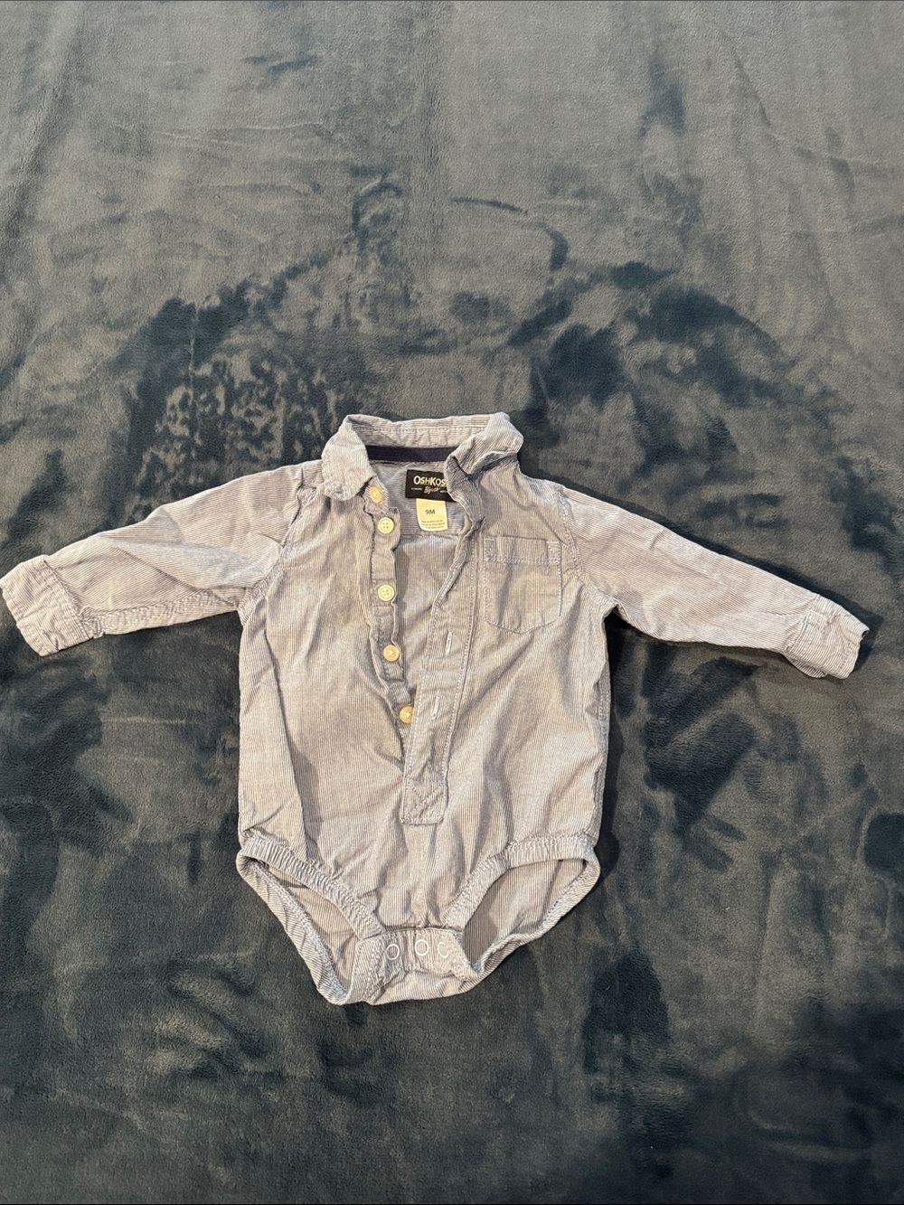 OshKosh B'gosh Chambray Long Sleeve Baby Bodysuit - Blue
